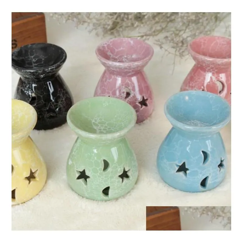 creative aromatherapy stove ceramic oil lamps hollow stars moon pattern  oil fragrance candle incense burners db534