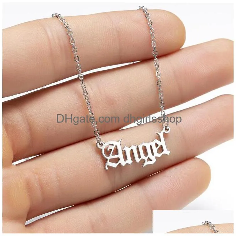 hip hop stainless steel necklaces for women personalized necklace babygirl angel honey baby letter pendant jewelry gift