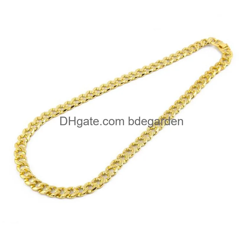 hip hop iced out chains men s  long heavy gold plated cuban link necklace for mens fashion rapper jewelry party gift