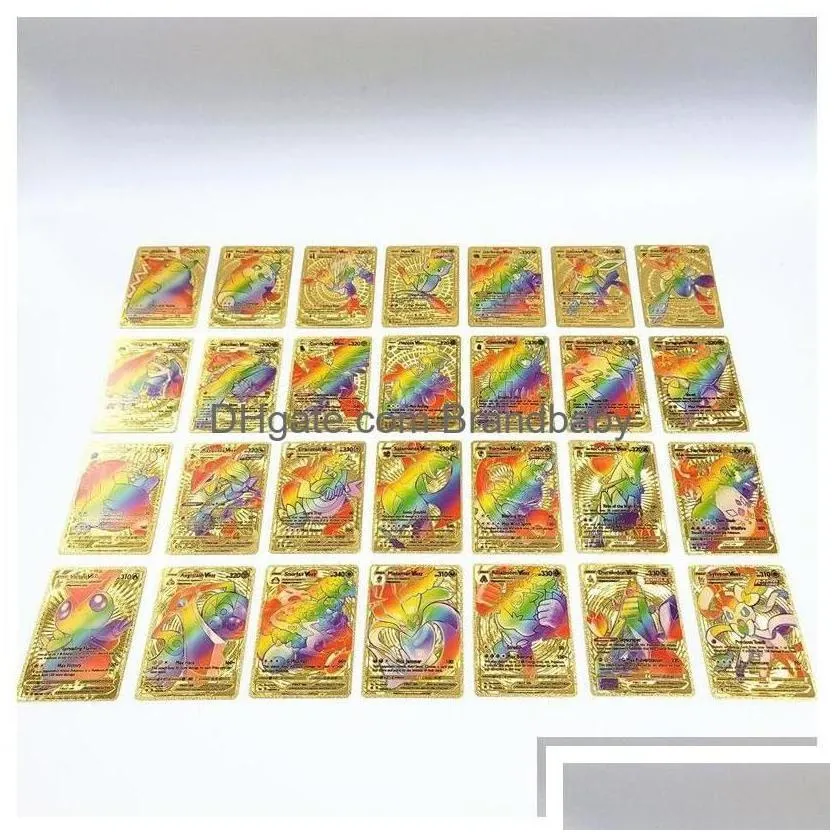 card games 55 english rainbow gold foil cards color match board game drop delivery toys gifts puzzles dha8v dhx46