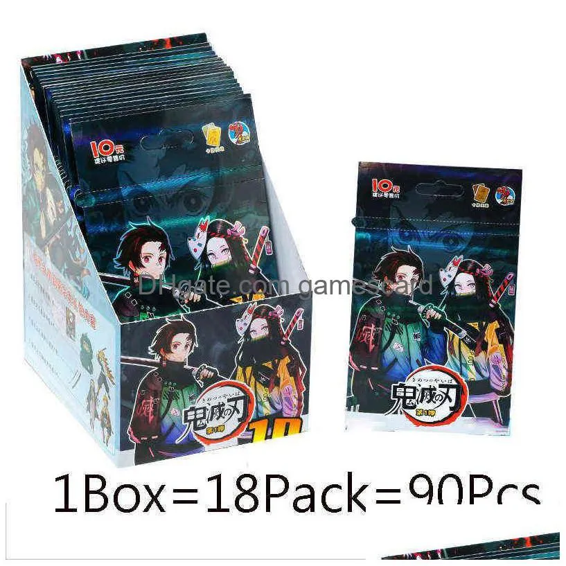 new anime figurescards box demon slayer kimetsu no yaiba collections card game child collectibles hobby for kids gift toys g220311