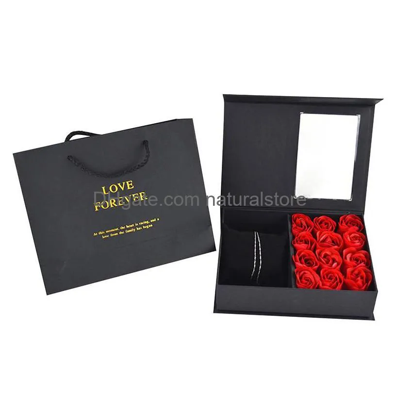 creative eternal soap rose small gift box exquisite valentines day jewelry cases marriage ring boxes holder