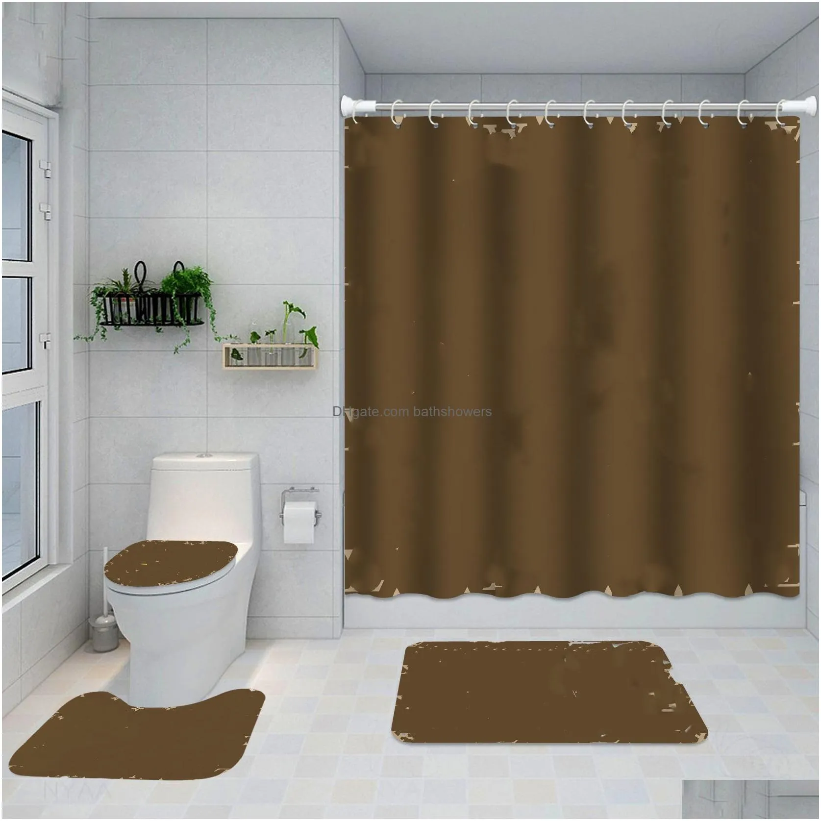 letter shower curtains digital printing waterproof home shower curtain polyester cloth bathroom four-piece set