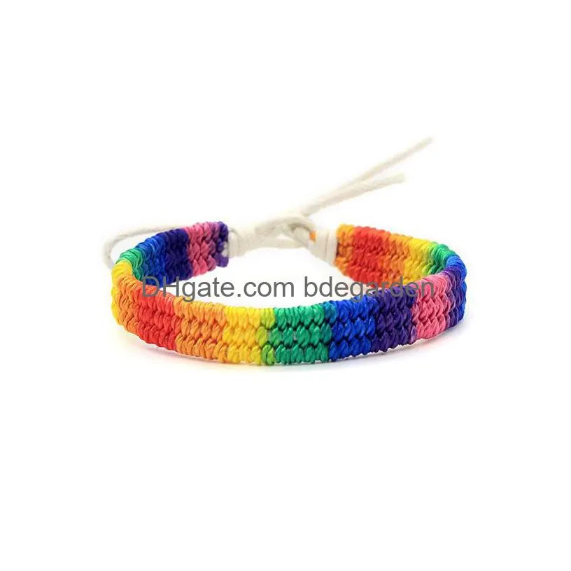 rainbow lgbt pride charm bracelet handmade braided friendship string bracelet for gay & lesbian lgbtq wristband jewelry