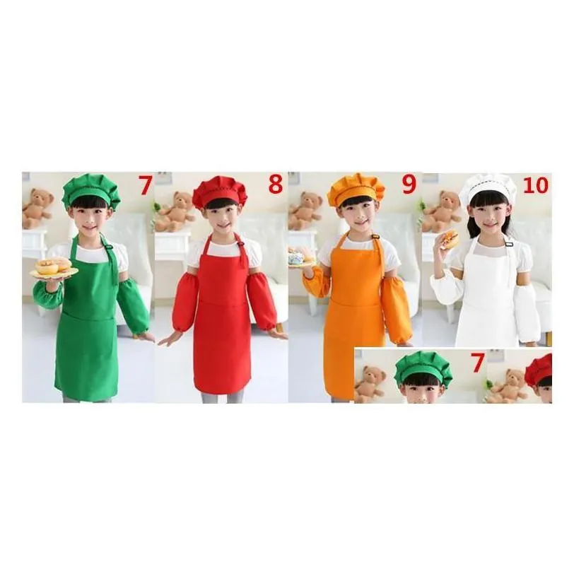 aprons kids pocket craft cooking baking art painting kitchen dining bib children 10 colors drop delivery home garden textiles 0220