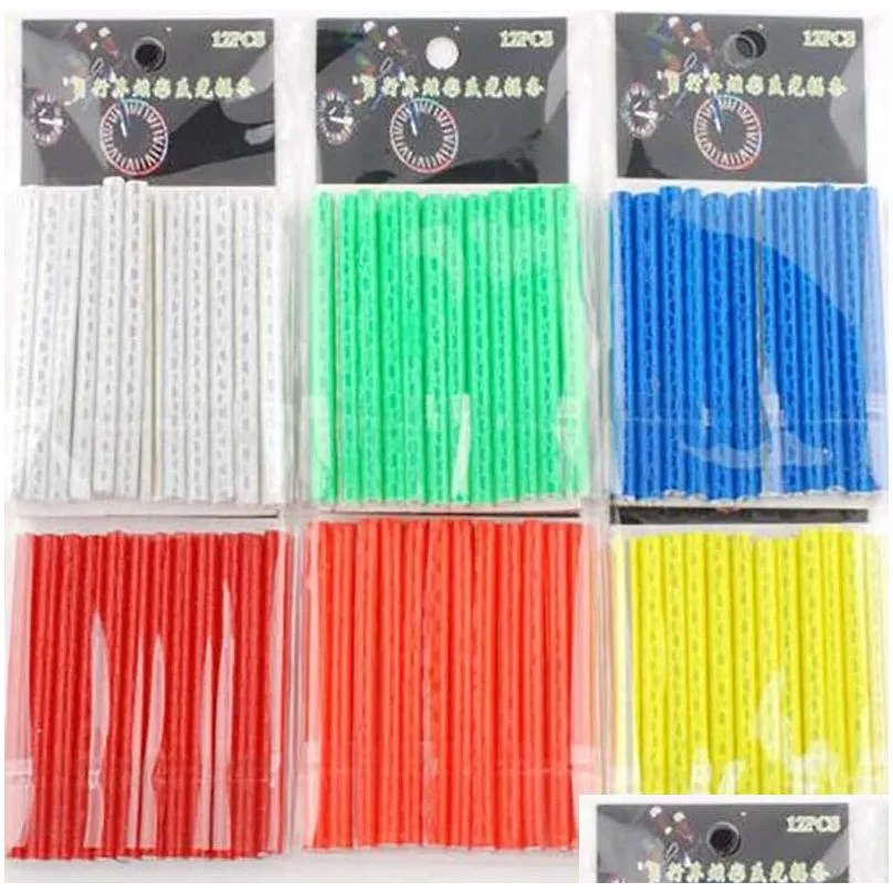 Wheel Bolt 12Pcs Bicycle Light Wheel Rim Spoke Clip Tube Safety Warning Lights Cycling Strip Reflective Reflector Mountain Bike Riding