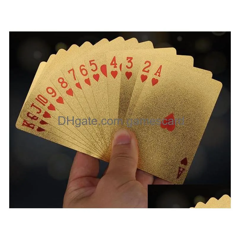 new statue of liberty style waterproof plastic playing cards gold foil poker golden poker cards dubai 24k plated table games