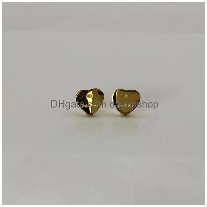 gold heart earring women stud couple flannel bag stainless steel 10mm piercing body jewelry gifts for woman accessories wholesale