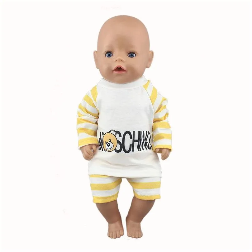 Dolls Outfit Suits For 17 inch 43cm Baby Reborn Doll Cute Jumpers Rompers Born Doll Clothes 220810