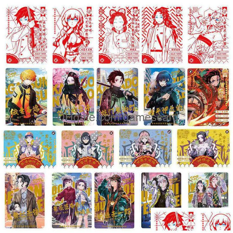 new anime figurescards box demon slayer kimetsu no yaiba collections card game child collectibles hobby for kids gift toys g220311