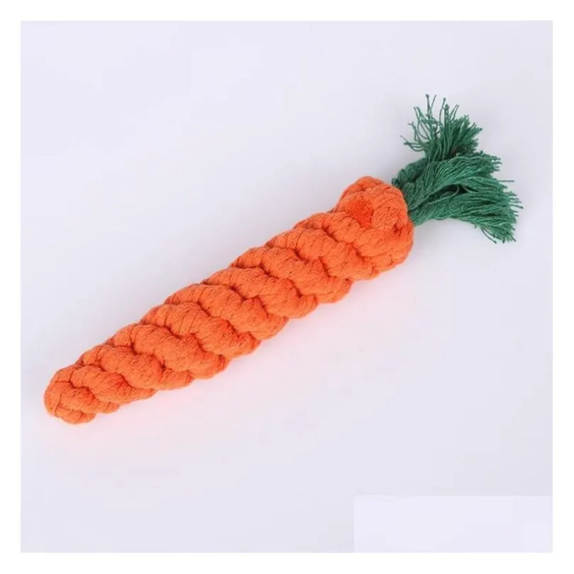 Pet Dog Toys Supplies Bite-Resistant Woven Cotton Rope Ball Grinding Teeth Clean Carrot Knot RH4715