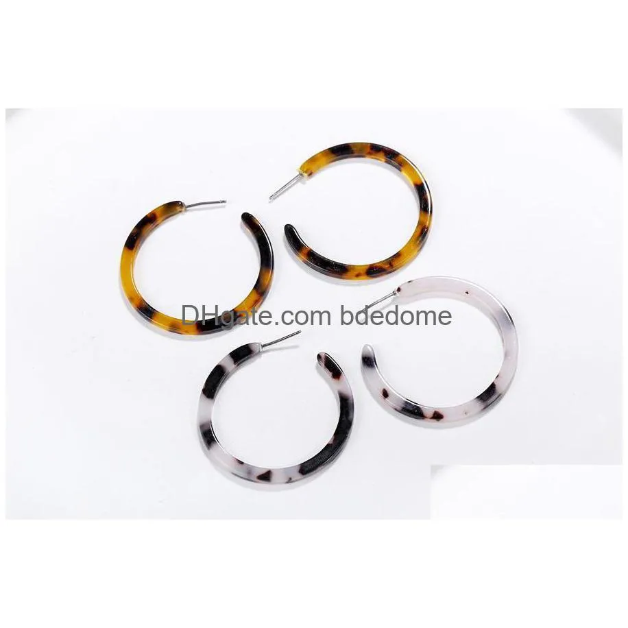 colorful acetate acrylic circle hoop earrings for women leopard print resin geometric big huggie earring fashion jewelry gift