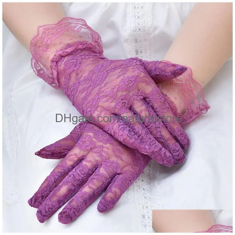 party sexy dress gloves women high quality lace mittens paragraph wedding accessories full finger girls