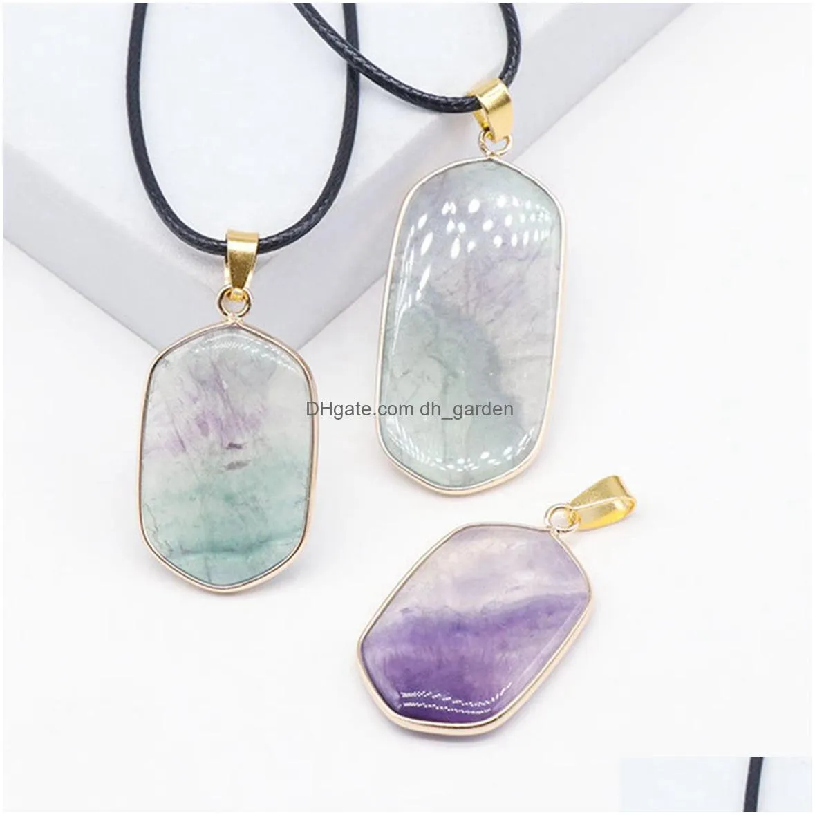 rainbow fluorite pendants for diy making jewelry necklace earrings healing crystal negative energy meditation yoga charms