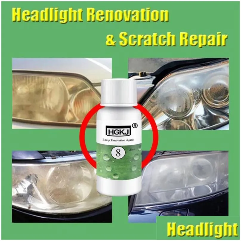 50ML Car Headlight Restoration Kit Headlamp Repair Cleaner Hydrophobic Glass Coating Auto Polish Cleaning Coat Plating Tool HGKJ-8