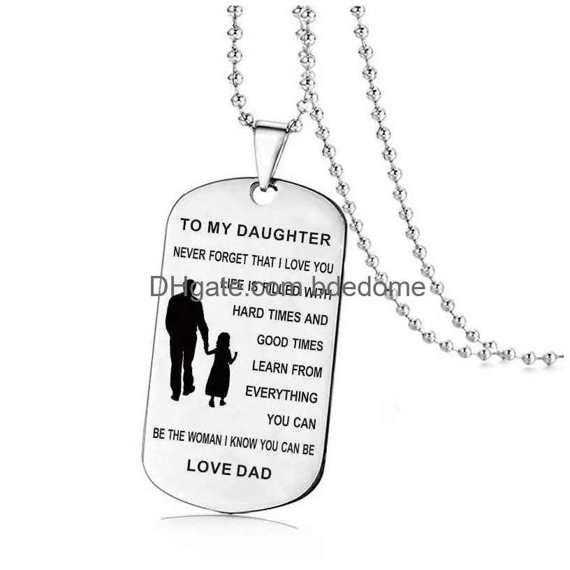 to my son to my daughter inspirational necklaces for boys girls stainless steel dog tag pendant beads chains dad mom jewelry gift