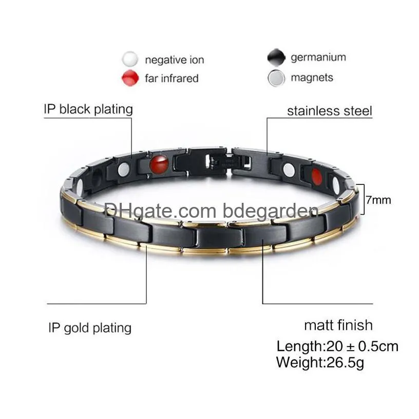 316l stainless steel health energy bracelet men s titanium steel bio magnetic therapy power women`s bangle for couple fashion jewelry