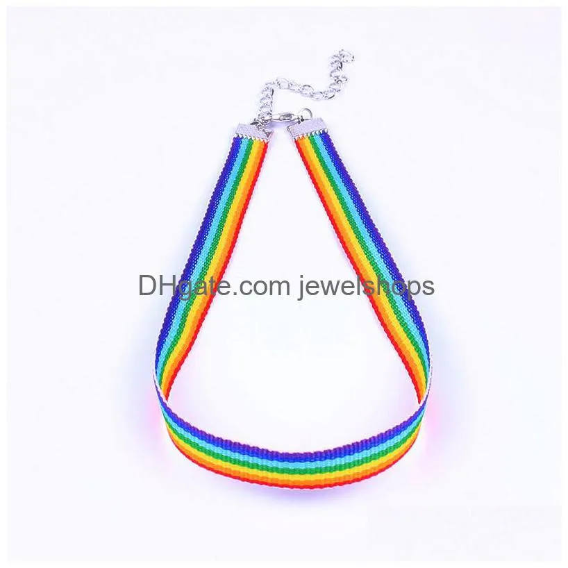 gay pride rainbow choker necklace for men women gay and pride lace chocker ribbon collar with pendant lgbt jewelry