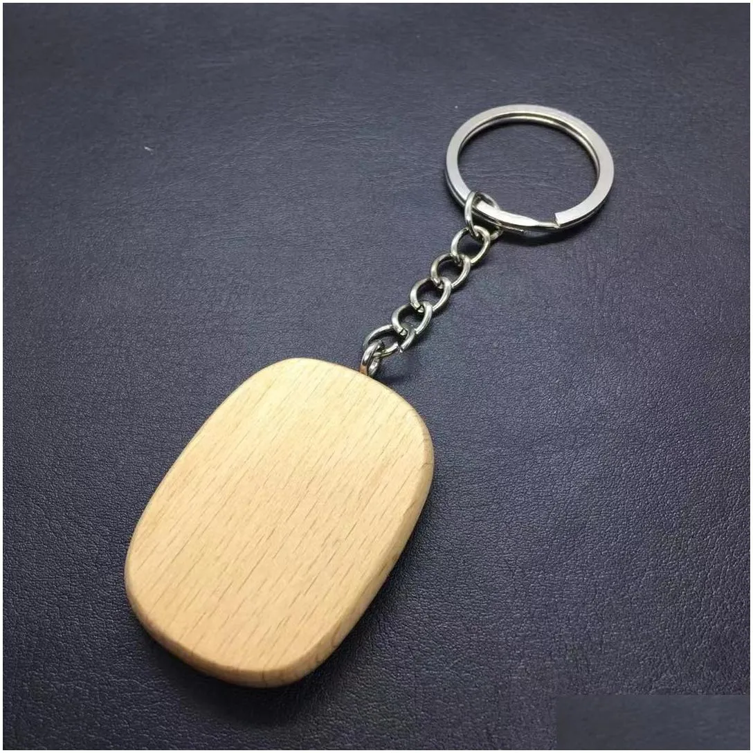 DIY Blank wooden keychain Personalized Wood pendant key chain best gift for friends graduation 6 styles Custom Logo