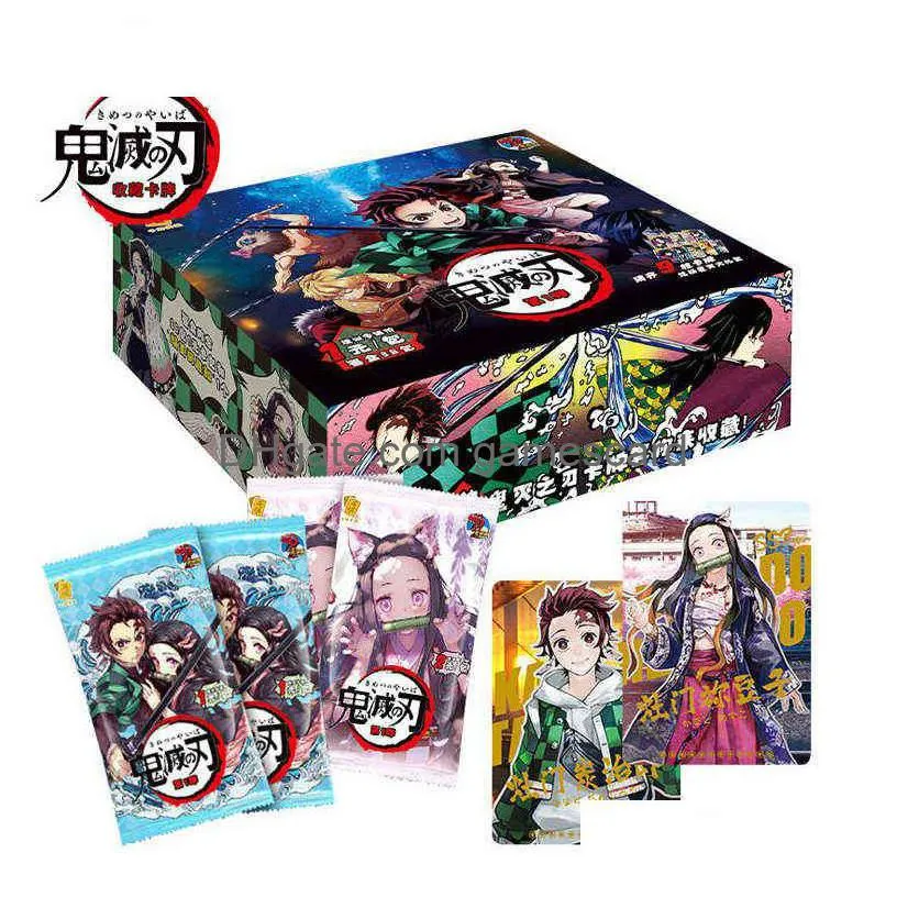 new japanese anime figurescards demon slayer collections card game child kimetsu no yaiba collectibles battle for kids toys g220311