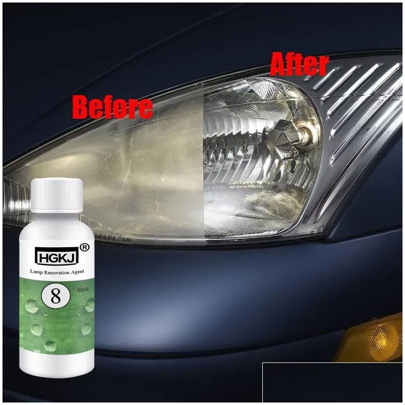 50ML Car Headlight Restoration Kit Headlamp Repair Cleaner Hydrophobic Glass Coating Auto Polish Cleaning Coat Plating Tool HGKJ-8