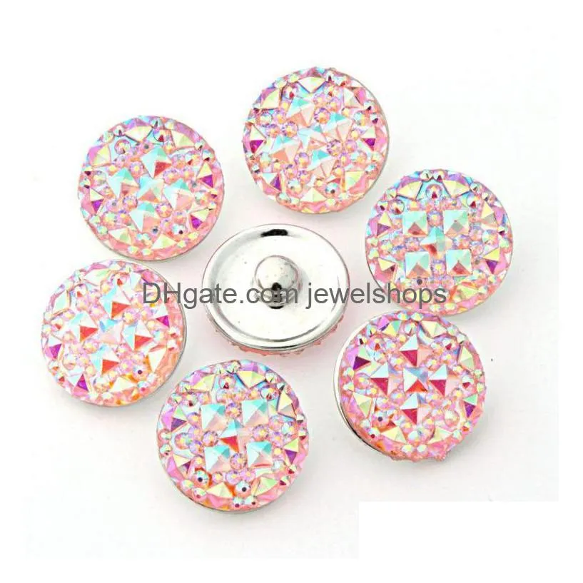 cheap wholesale 18mm ginger snaps 7 colors round resin snap on jewelry fit snaps buttons charm bracelet interchangeable diy jewelry