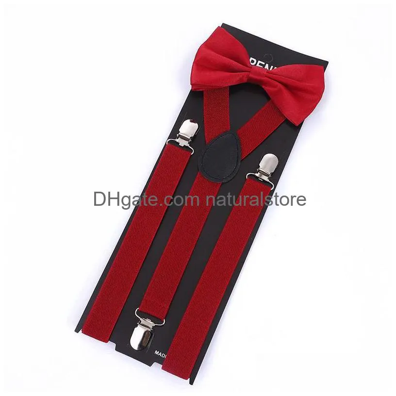 personalized adult suspender with bowtie fashion men bow tie set women braces girls adjustable suspenders wedding ties accessories