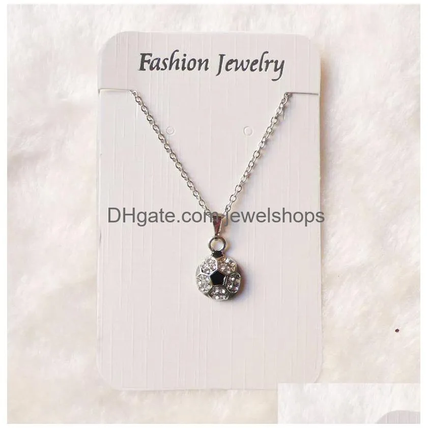 sports ball necklaces crystal softball baseball basketball football soccer volleyball rugby pendant chains for women men fashion