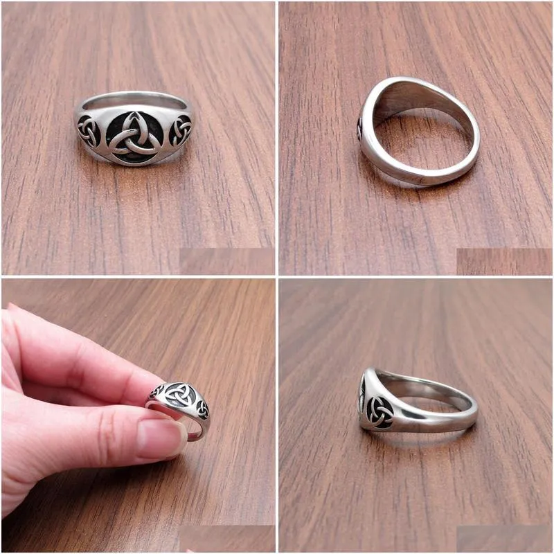 316 stainless steel silver religious irish celtic knot ring jewel ancient celt rings for women lady men rock jewellery