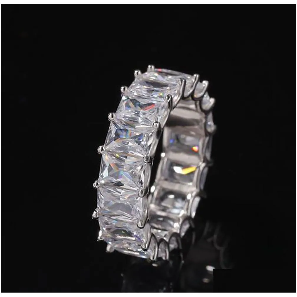 1 row 360 eternity gold bling rings micro pave cubic zirconia 14k plated simulated diamonds hip hop ring for men women