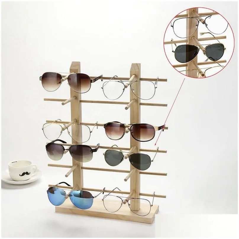 Jewelry Pouches, Bags Multi Layers Wood Sunglass Display Rack Shelf Eyeglasses Show Stand Holder For Pairs Glasses Showcase