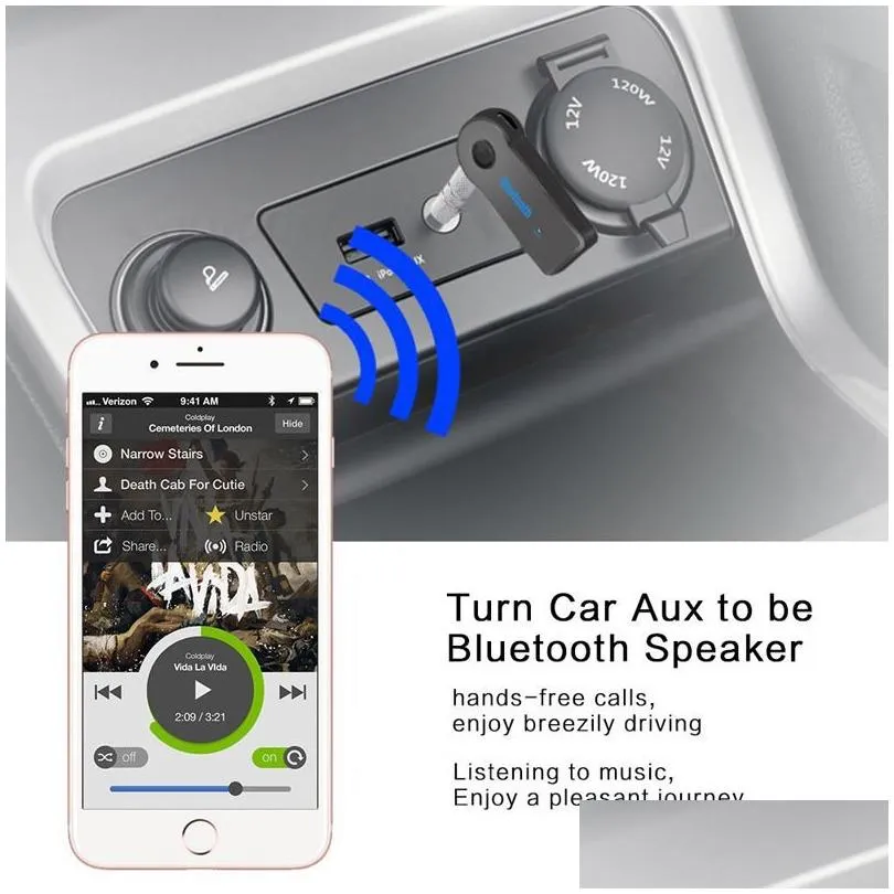 Bluetooth Car Kit Adapter 3.5mm Aux Stereo Wireless USB Mini Audio Music Receiver For Smart Phone MP3 PSP Tablet Laptop With Retail