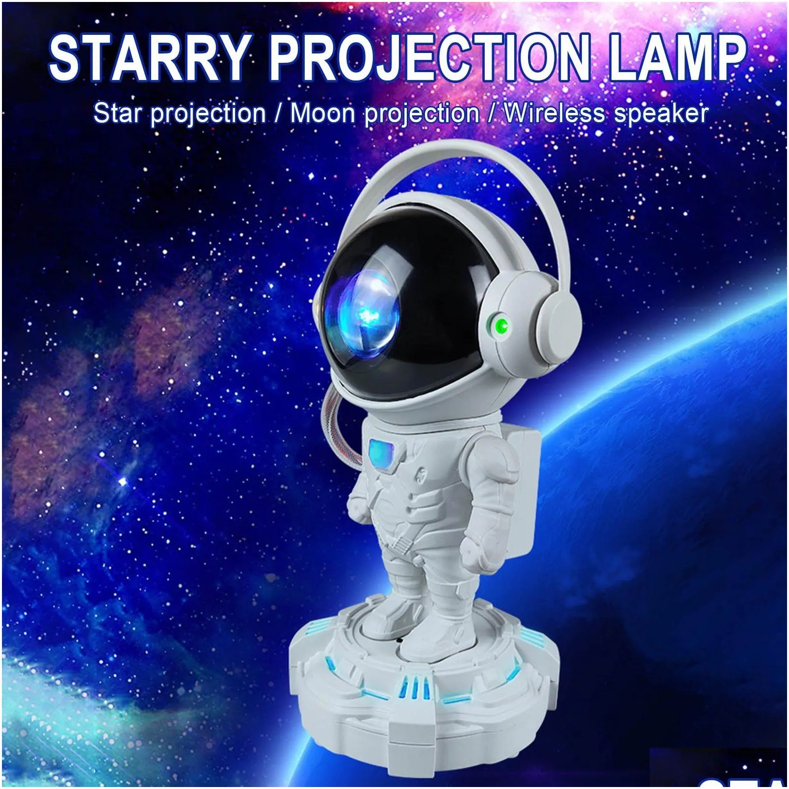Multi-function Bluetooth Speaker Astronaut Star Light Bedroom Colorful Projection Light Atmosphere Light Spaceman Ornaments Night