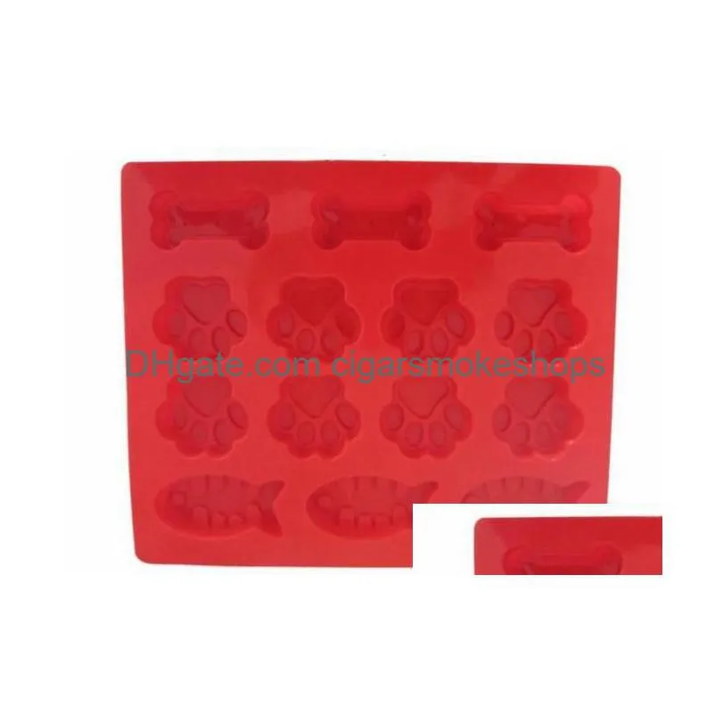 food grade ice cube trays cooler puppy paw bone rocket cake pan silicone treats biscuit baking mold cookie moulds cutter red