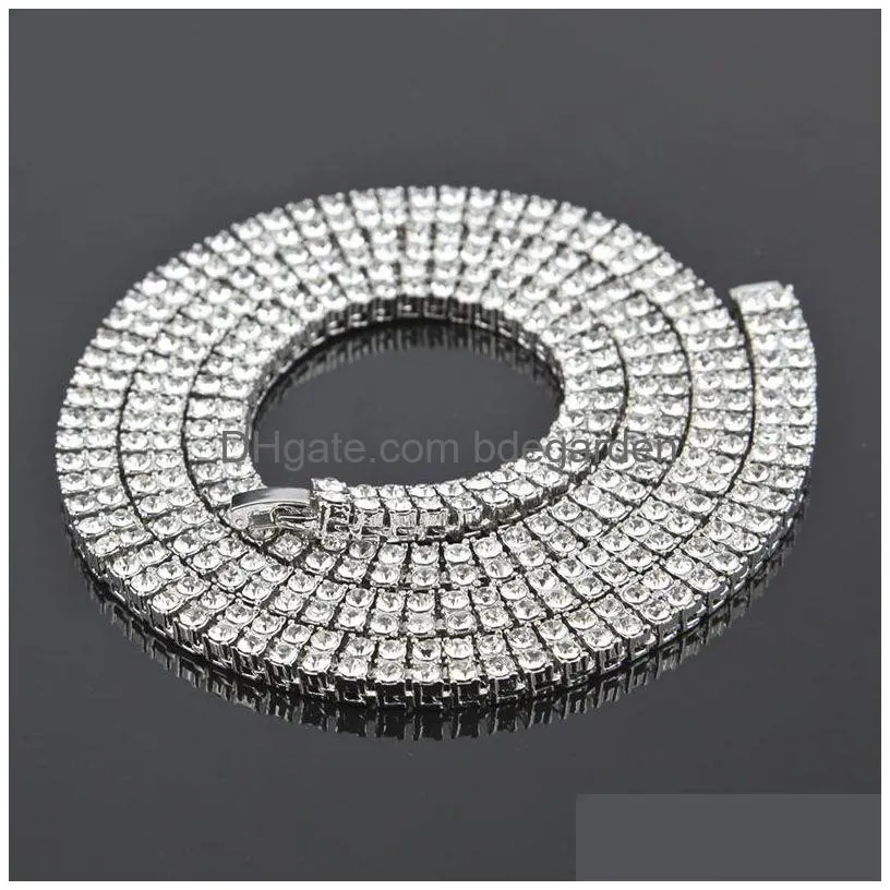 bling bling 2 row iced out chain men s white crystal rhinestone heavy thick tennis necklace for women rapper hip hop jewelry