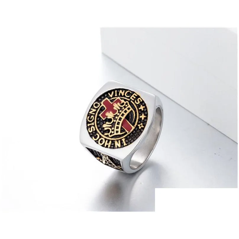 316 stainless steel masonic regalia royal crown princess knights templar cross rings in hoc signo vincess masonic freemasonary rings jewelry for men