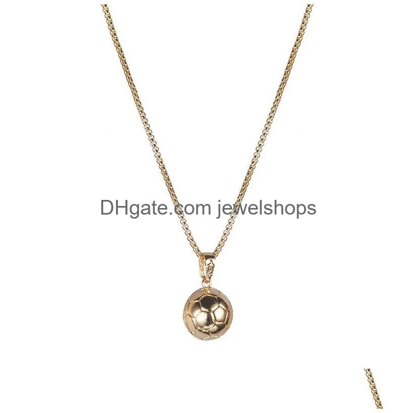 fashion creative basketball football soccer pendant necklace gold&silver plated sports necklaces for women men s fans jewelry