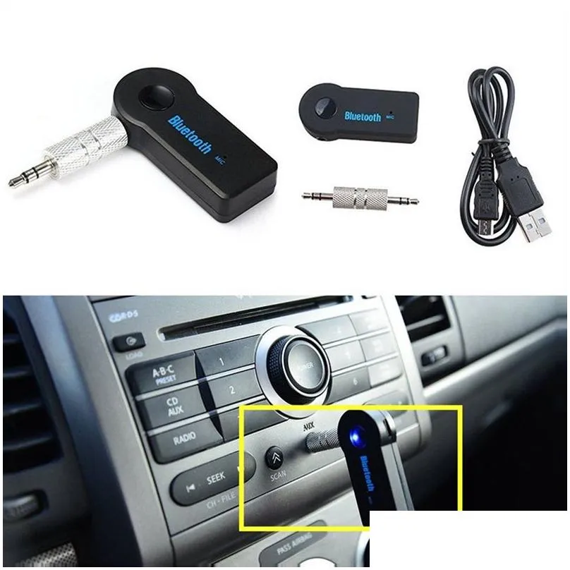 Bluetooth Car Kit Adapter 3.5mm Aux Stereo Wireless USB Mini Audio Music Receiver For Smart Phone MP3 PSP Tablet Laptop With Retail