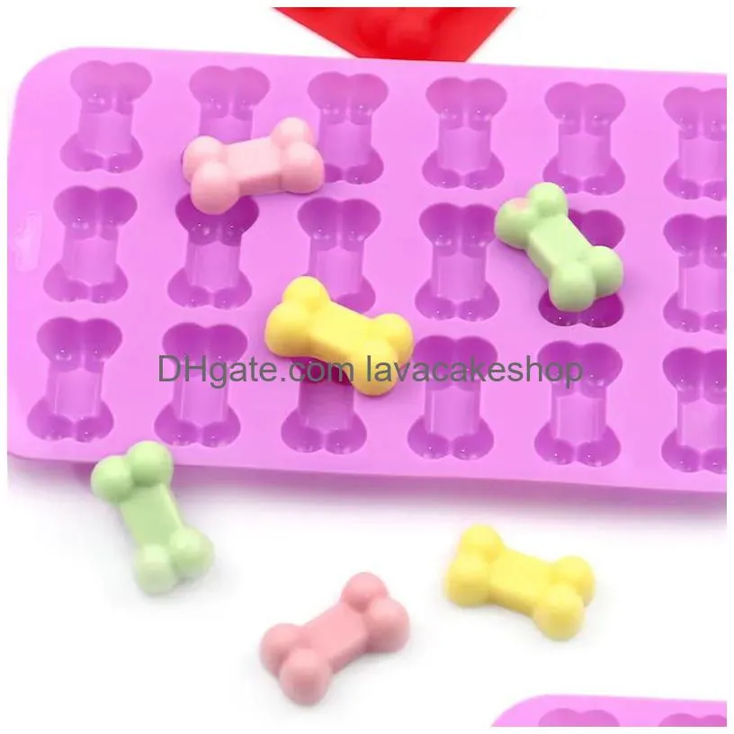 18 units 3d sugar fondant cake dog bone form cutter cookie chocolate silicone molds decorating tools kitchen pastry baking molds