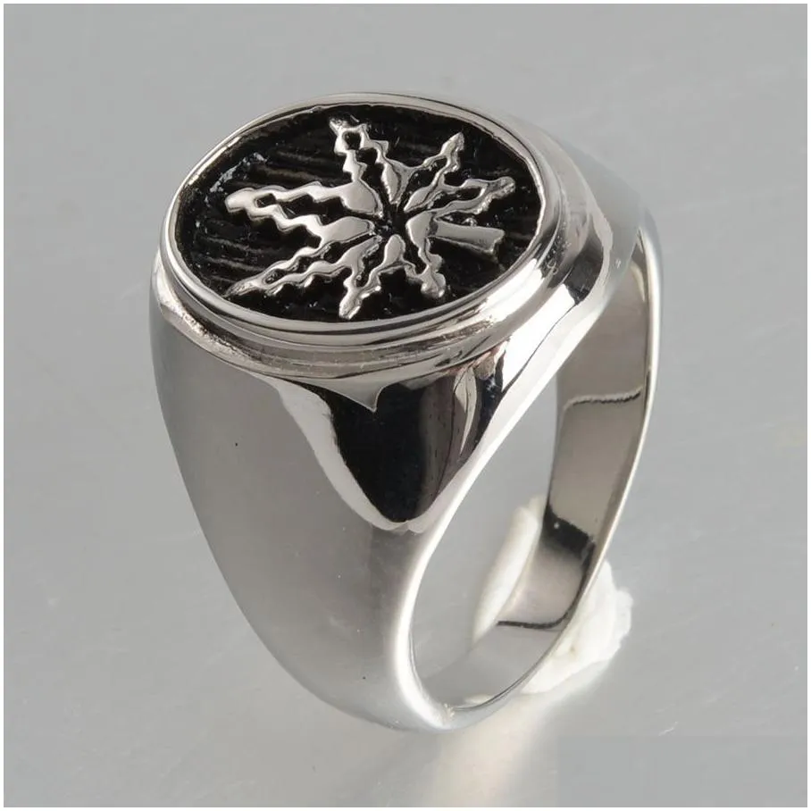 stainless steel high polished gold maple leaf ring men`s fashion punk gothic silver hip hop biker plant jewelry