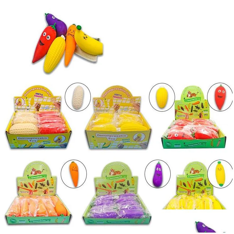 novelty games toys decompression squeeze vegetables and banana release pressure tpr toy for kids and adult