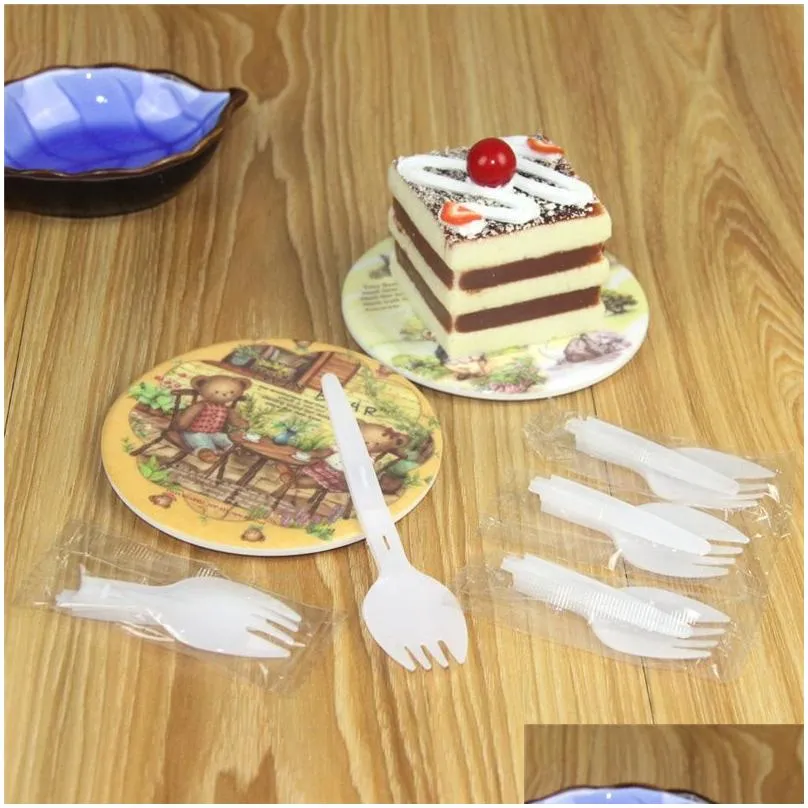 2000pcs/lot opp packing disposable plastic scoop folding fork spoon dessert salad spoon ice sream fork scoop wholesale