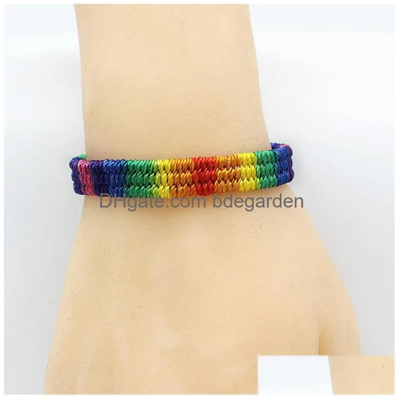 rainbow lgbt pride charm bracelet handmade braided friendship string bracelet for gay & lesbian lgbtq wristband jewelry