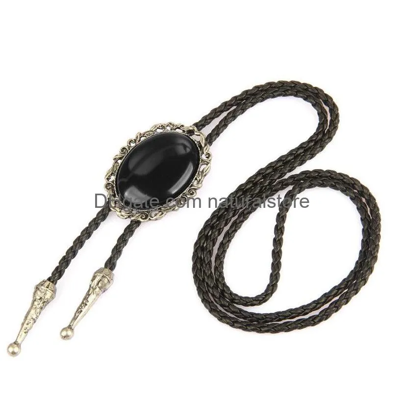 fashion western bull head bolo tie polo necklace retro alloy sweater chain black long necklace ornaments