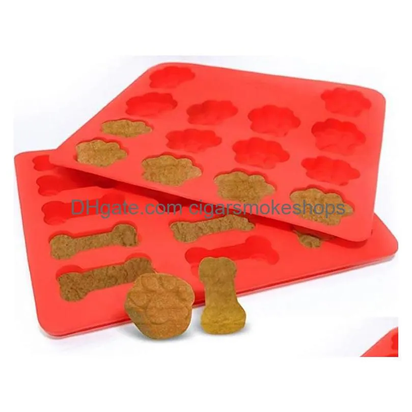 food grade ice cube trays cooler puppy paw bone rocket cake pan silicone treats biscuit baking mold cookie moulds cutter red