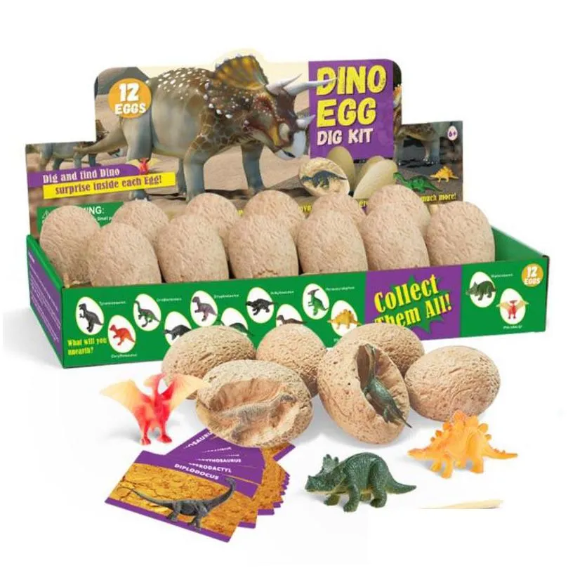 novelty games dinosaur egg digging blind box toys archaeological excavation stone animals boxes 12 pcs/boxtoys for boy and girl