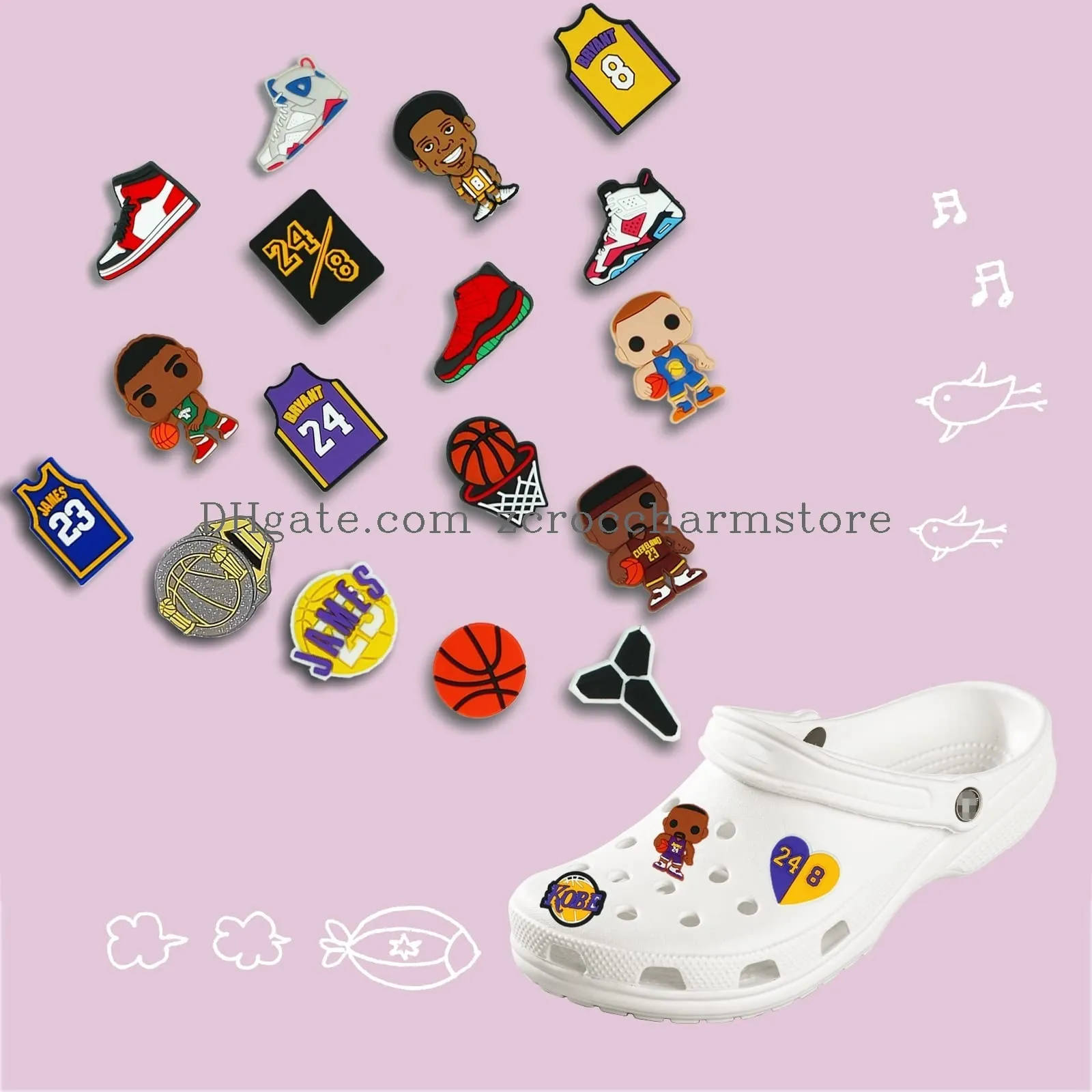 shoe charms for boys basketball shoe deocration fits for clog sandal bracelet christmas or wristband birthday gift or party favors for kids