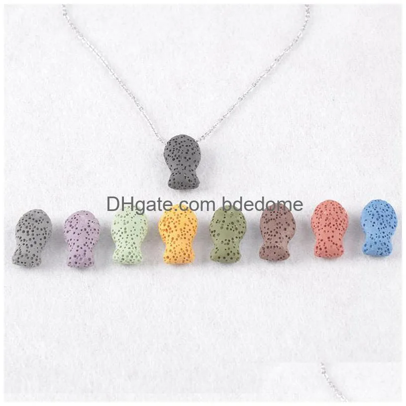 9 color/lots lava rock necklaces triangle star heart fish drop shape beads  oil diffuser stone pendant for women fashion