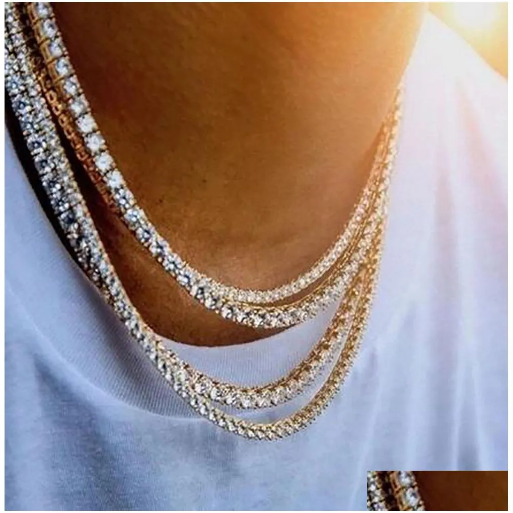 3mm 4mm iced out tennis bracelet necklace men 1row chain fashion hip-hop jewelry women 16/18/20/24/30inch choker gift