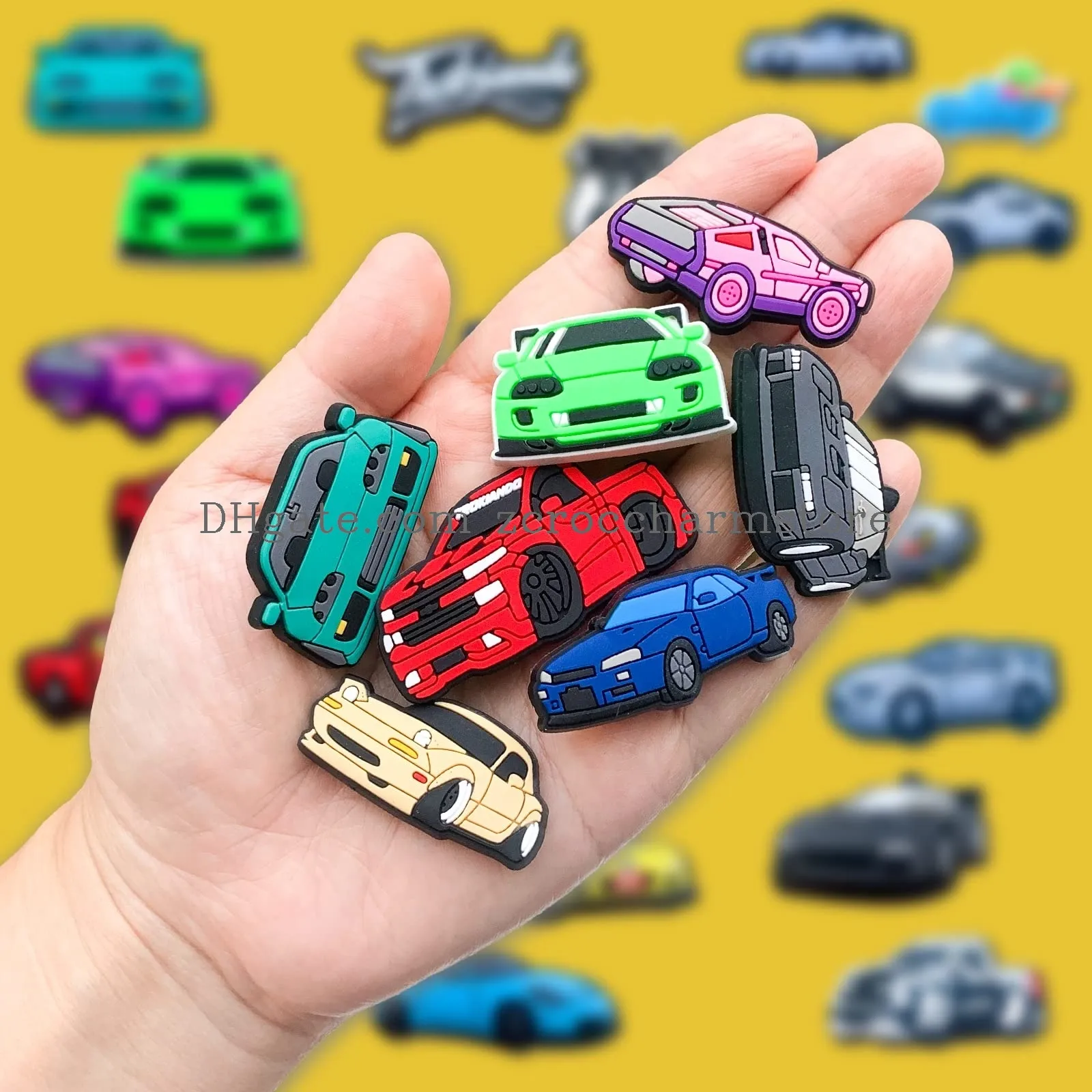 race car shoe charms fits for shoes bracelets wristbands pvc charms decoration for kids boys girls party favor gifts